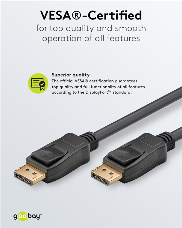 GOOBAY καλώδιο DisplayPort 74777, VESA Certified, 8K/60Hz, 32.4 Gbps, 1m, μαύρο - Image 3