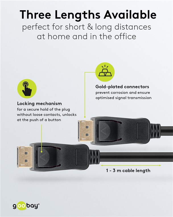 GOOBAY καλώδιο DisplayPort 74777, VESA Certified, 8K/60Hz, 32.4 Gbps, 1m, μαύρο - Image 5