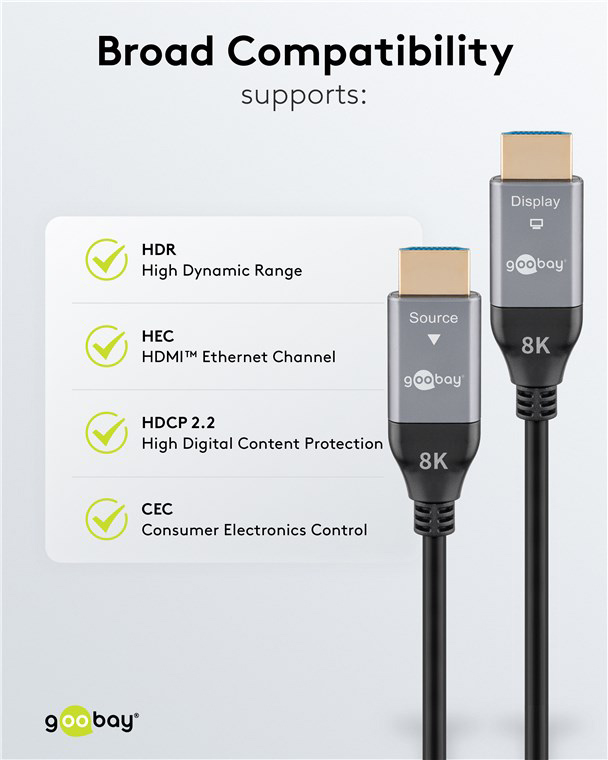 GOOBAY καλώδιο HDMI 2.1 76277 με Ethernet, 8K/60Hz, 48 Gbps, 40m, μαύρο - Image 6