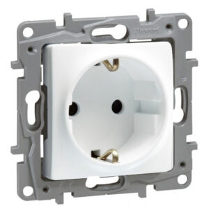 LEGRAND πρίζα 2Π+Γ 764529, ασφαλείας, λευκή