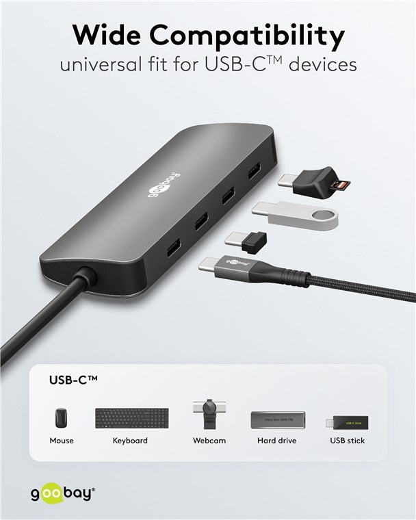 GOOBAY USB hub 76565, 4x θυρών, USB 3.2, 10Gbps, USB-C σύνδεση, γκρι - Image 5