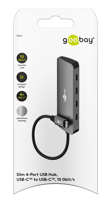 GOOBAY USB hub 76565, 4x θυρών, USB 3.2, 10Gbps, USB-C σύνδεση, γκρι - Image 8