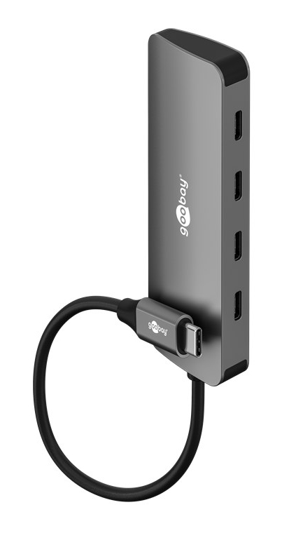 GOOBAY USB hub 76565, 4x θυρών, USB 3.2, 10Gbps, USB-C σύνδεση, γκρι