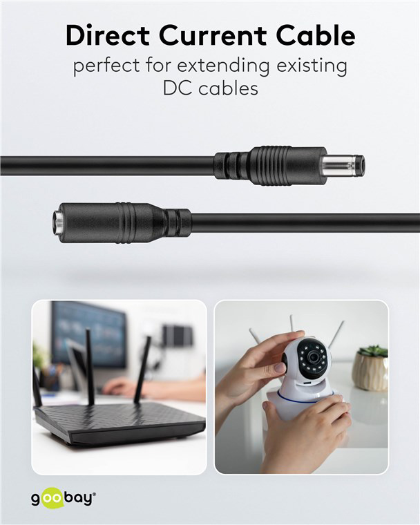 GOOBAY καλώδιο προέκτασης τροφοδοσίας 76635, 5.5x2.1mm, 1.5m, μαύρο - Image 2