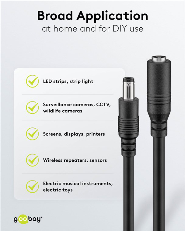 GOOBAY καλώδιο προέκτασης τροφοδοσίας 76635, 5.5x2.1mm, 1.5m, μαύρο - Image 6