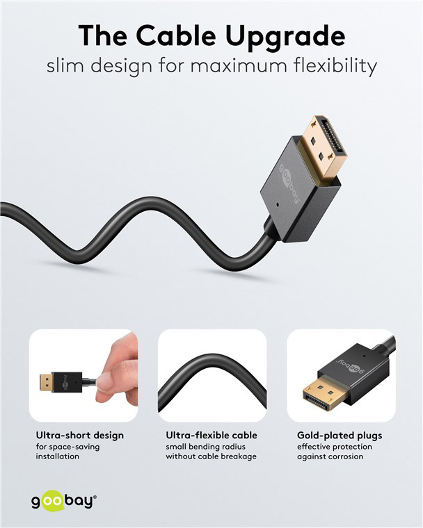GOOBAY καλώδιο DisplayPort 77442, 8K/120Hz, 40 Gbps, 1m, μαύρο - Image 2