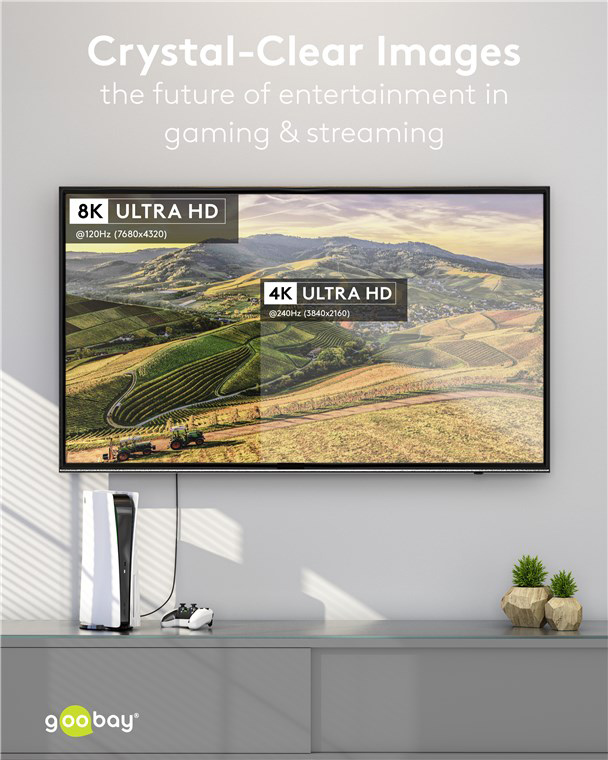 GOOBAY καλώδιο DisplayPort 77442, 8K/120Hz, 40 Gbps, 1m, μαύρο - Image 4