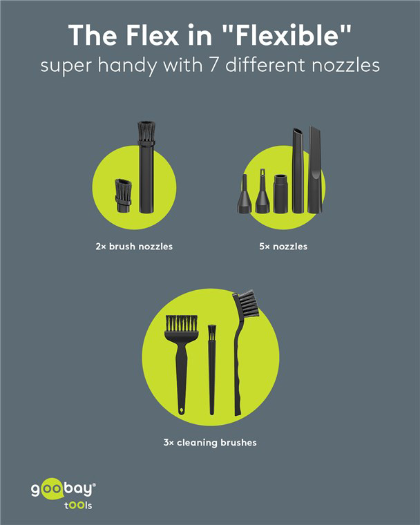 GOOBAY 2 σε 1 σκουπάκι χειρός & air duster 77829, 120W, 6000mAh, μαύρο - Image 4