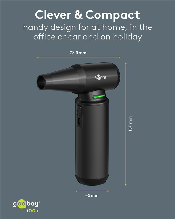 GOOBAY ηλεκτρικό air duster 77831 με φακό, 180W, 6000mAh, μαύρο - Image 7