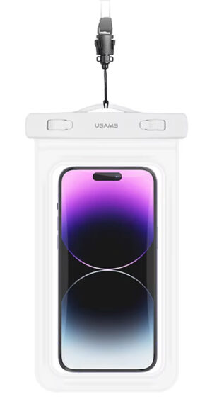 USAMS αδιάβροχη θήκη smartphone US-YD011, έως 7", IPX8, λευκή
