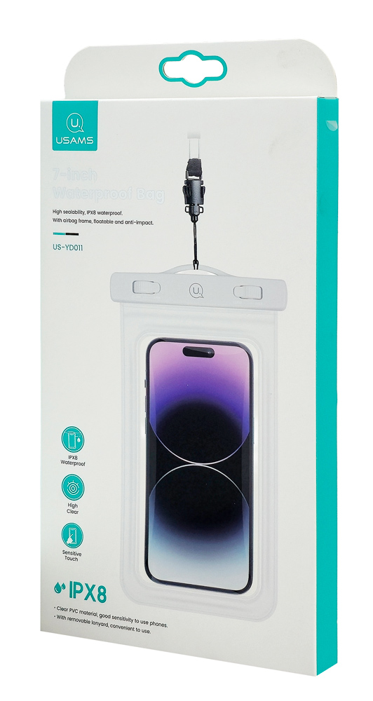 USAMS αδιάβροχη θήκη smartphone US-YD011, έως 7", IPX8, λευκή - Image 6