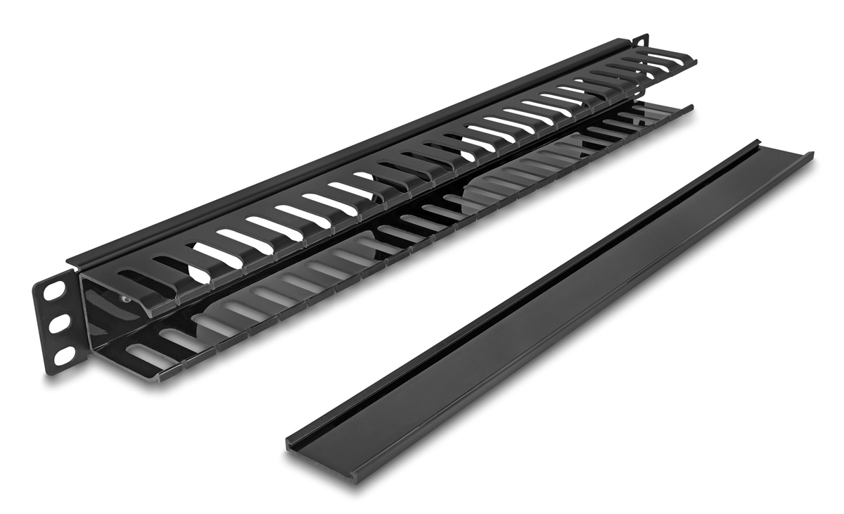 DELOCK cable management 81555 για rack 19"/1U, πλαστικό/μεταλλικό, μαύρο - Image 2