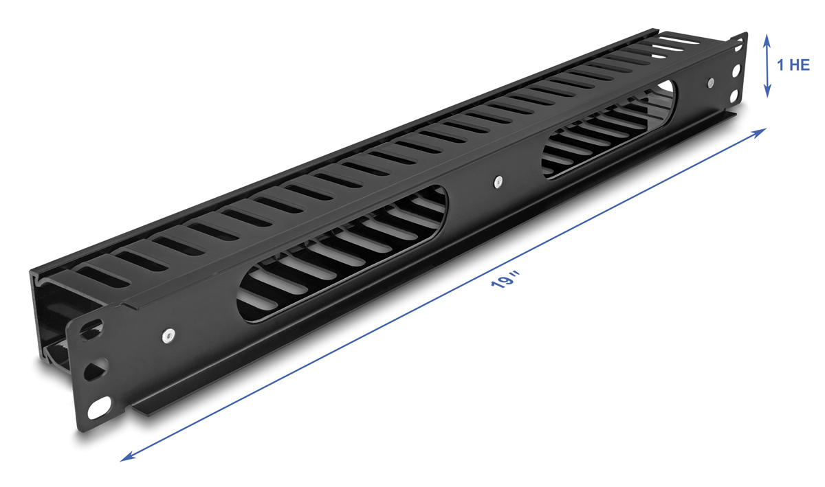 DELOCK cable management 81555 για rack 19"/1U, πλαστικό/μεταλλικό, μαύρο - Image 3