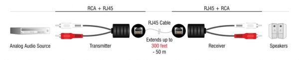 DELOCK audio extender 87857 RCA σε RCA, μέσω καλωδίου RJ45, έως 50m - Image 2