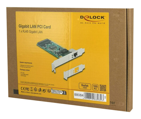 DELOCK κάρτα επέκτασης PCI σε 1x RJ45 Gigabit 88084, 1000Mbps - Image 4