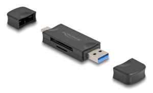 DELOCK card reader 91020 για SD & micro SD, USB/USB-C σύνδεση, 5Gbps, μαύρο