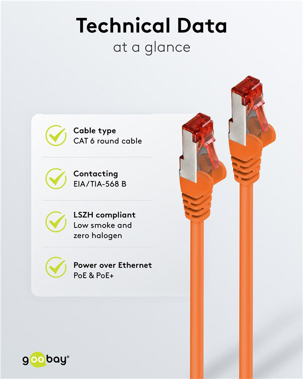 GOOBAY καλώδιο δικτύου 92457, CAT 6 S/FTP, copper, 250MHz, 0.15m, πορτοκαλί - Image 6