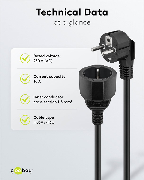GOOBAY μπαλαντέζα προέκταση ρεύματος 93094, schuko, 3x 1.5mm², 5m, μαύρη - Image 4