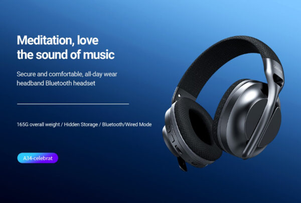 CELEBRAT headphones A34, ασύρματα & ενσύρματα, 40mm, 300mAh, μαύρα - Image 2