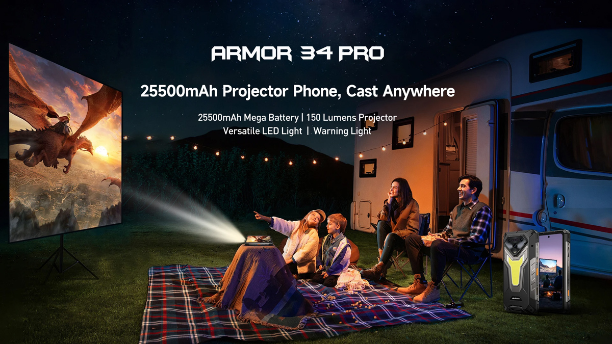 ULEFONE smartphone Armor 34 Pro με βιντεοπροβολέα, 6.95", 5G, 16/512GB, 25500mAh, IP68/IP69K/MIL-STD-810H, μαύρο - Image 2