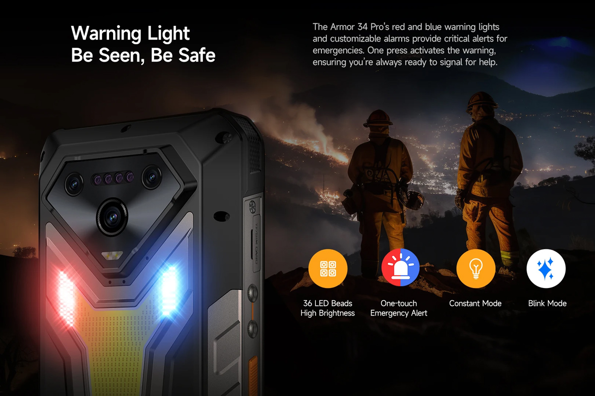 ULEFONE smartphone Armor 34 Pro με βιντεοπροβολέα, 6.95", 5G, 16/512GB, 25500mAh, IP68/IP69K/MIL-STD-810H, μαύρο - Image 3