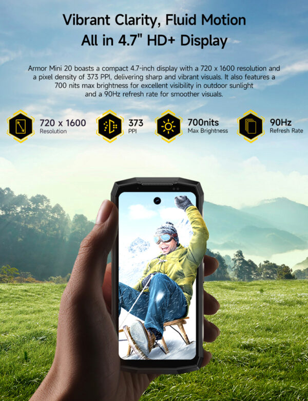 ULEFONE smartphone Armor Mini 20, 4.7", 8/256GB, 4G, 6200mAh, IP68/IP69K, μαύρο - Image 3