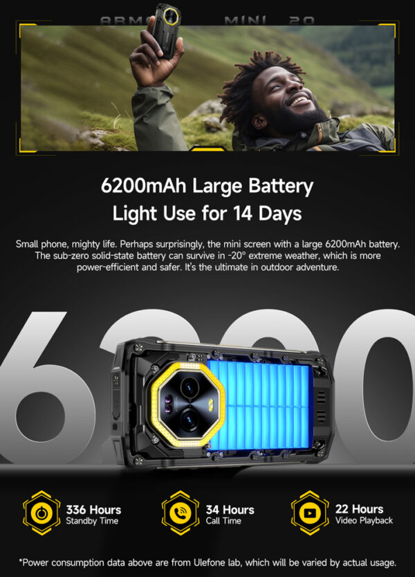 ULEFONE smartphone Armor Mini 20, 4.7", 8/256GB, 4G, 6200mAh, IP68/IP69K, μαύρο - Image 16
