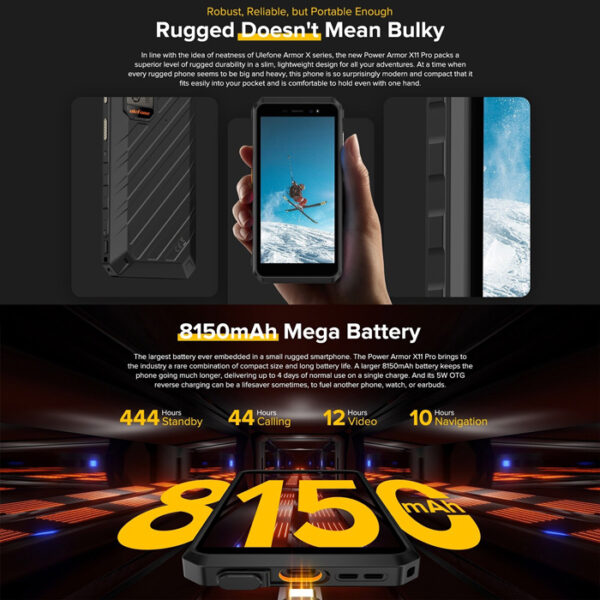ULEFONE smartphone Power Armor X11 Pro, 5.45", 4/64GB, 8150mAh, μαύρο - Image 5