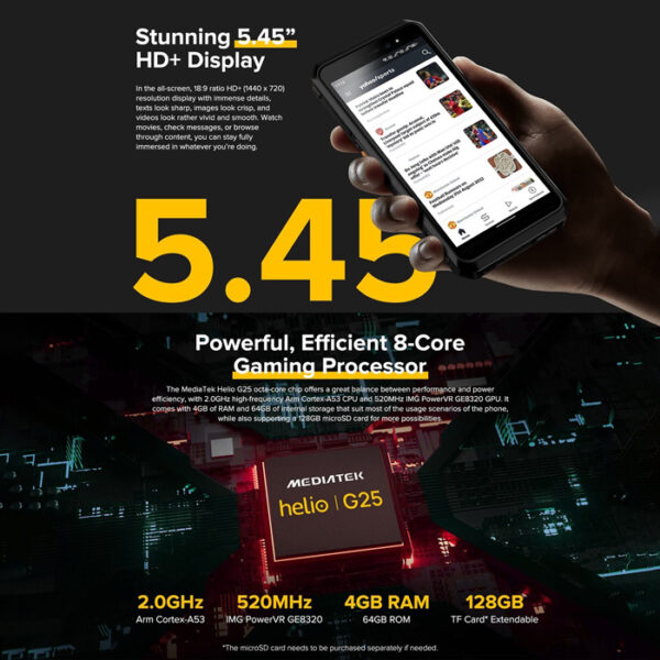ULEFONE smartphone Power Armor X11 Pro, 5.45", 4/64GB, 8150mAh, μαύρο - Image 6