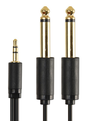 CABLETIME καλώδιο ήχου 3.5mm σε 2x 6.35mm AV310-17G, 1.8m, μαύρο