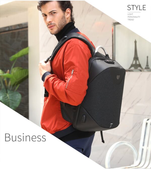 ARCTIC HUNTER τσάντα πλάτης B00208 με θήκη laptop 15.6", λουκέτο TSA, 24L, μαύρη - Image 3