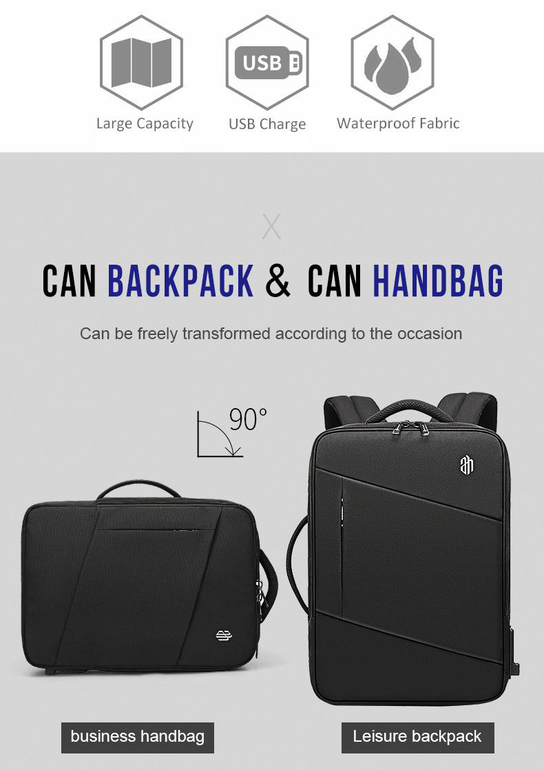 ARCTIC HUNTER τσάντα πλάτης B00345 με θήκη laptop 15.6", USB, 19-32L, μαύρη - Image 4