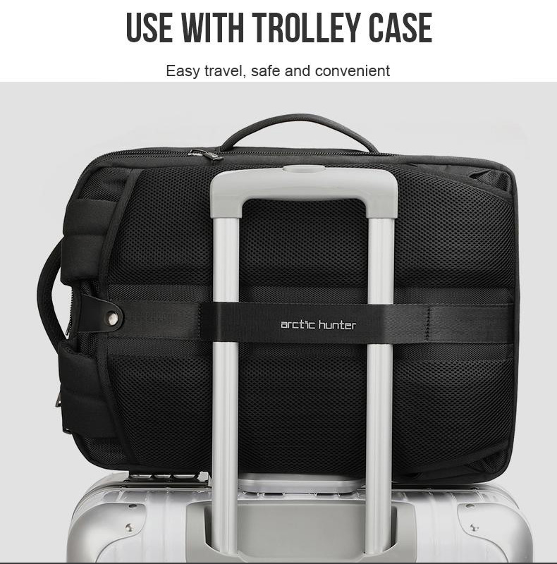 ARCTIC HUNTER τσάντα πλάτης B00345 με θήκη laptop 15.6", USB, 19-32L, μαύρη - Image 5