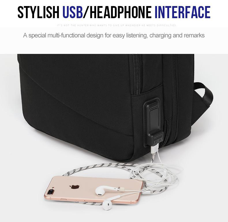 ARCTIC HUNTER τσάντα πλάτης B00345 με θήκη laptop 15.6", USB, 19-32L, μαύρη - Image 7