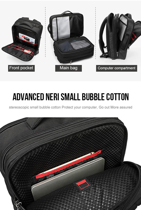 ARCTIC HUNTER τσάντα πλάτης B00345 με θήκη laptop 15.6", USB, 19-32L, μαύρη - Image 11