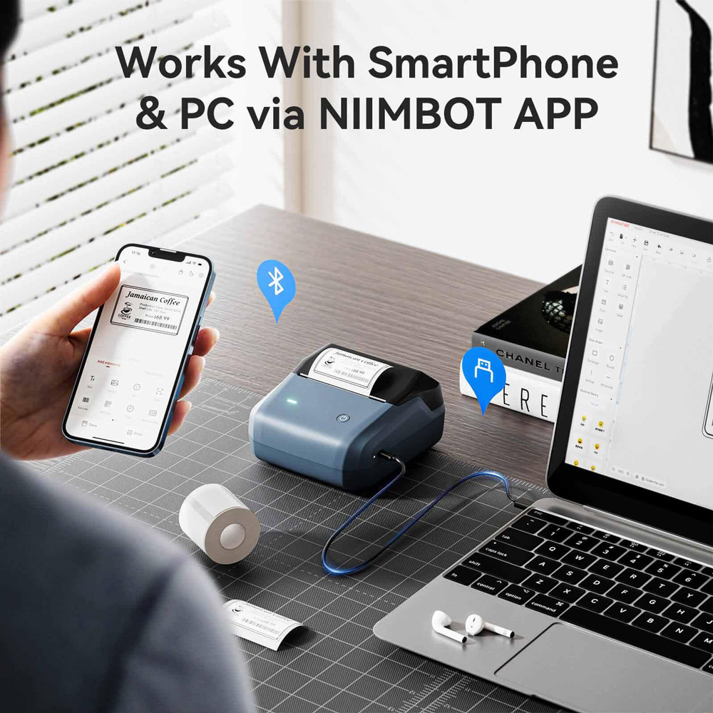 NIIMBOT smart θερμικός εκτυπωτής ετικετών B31, 203dpi, Bluetooth, μπλε - Image 3