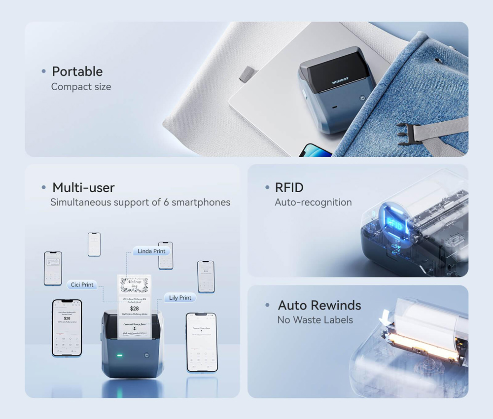 NIIMBOT smart θερμικός εκτυπωτής ετικετών B31, 203dpi, Bluetooth, μπλε - Image 7