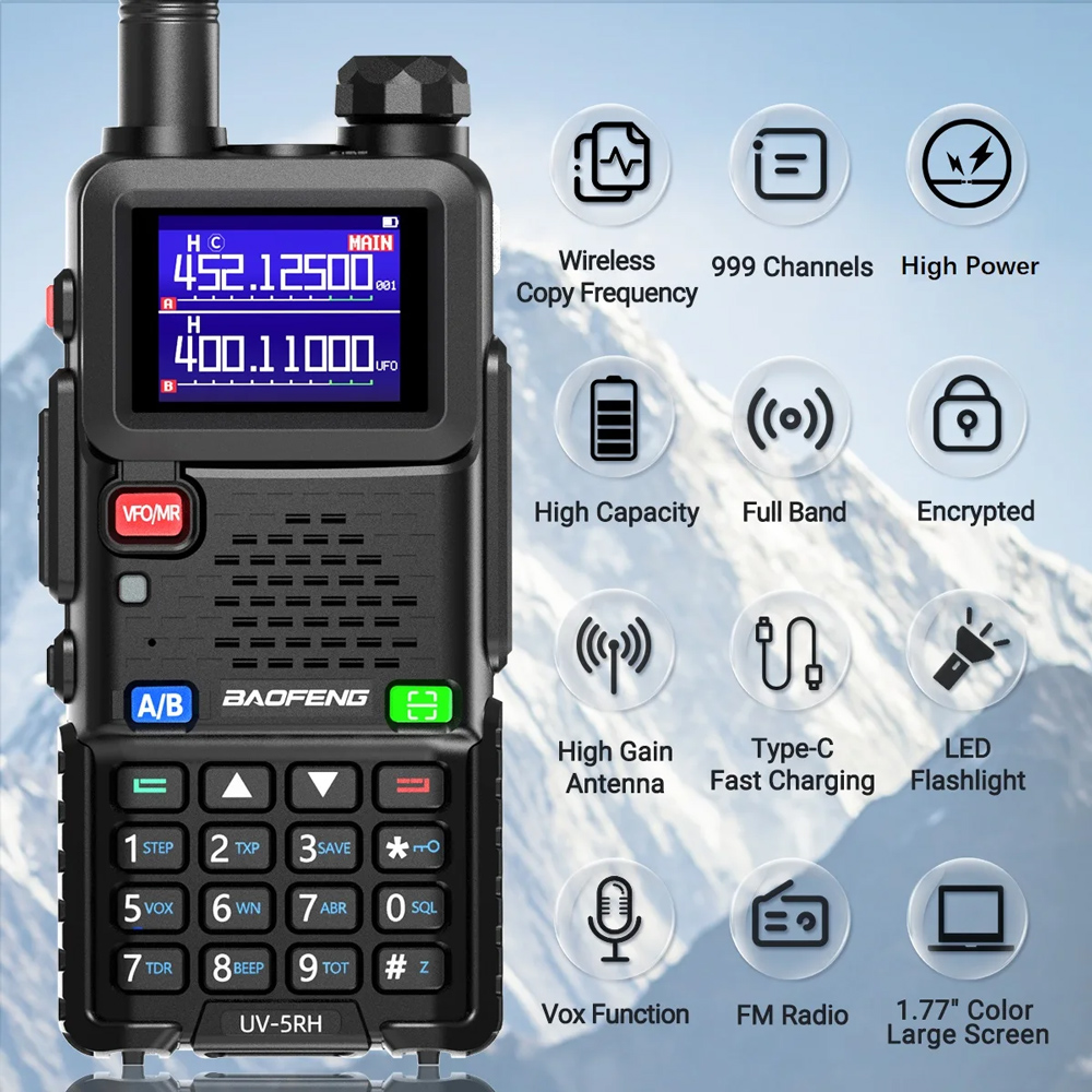 BAOFENG ασύρματος πομποδέκτης UV-5RH, VHF/UHF, 10W, μαύρος - Image 2