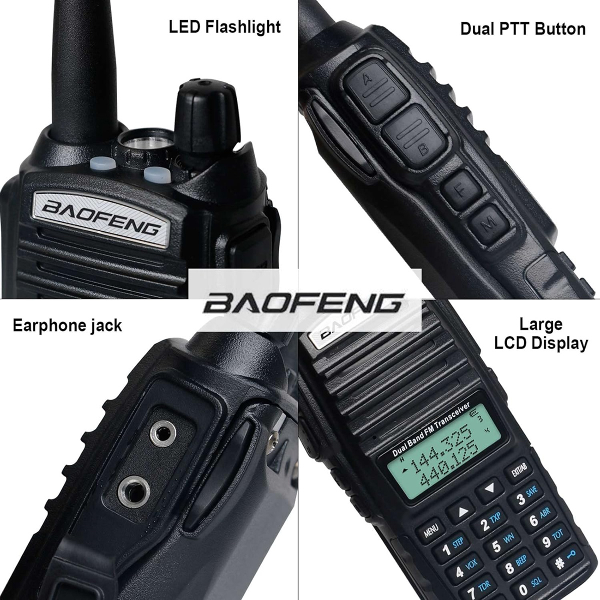 BAOFENG ασύρματος πομποδέκτης UV-82, VHF/UHF, 8W, μαύρος - Image 2