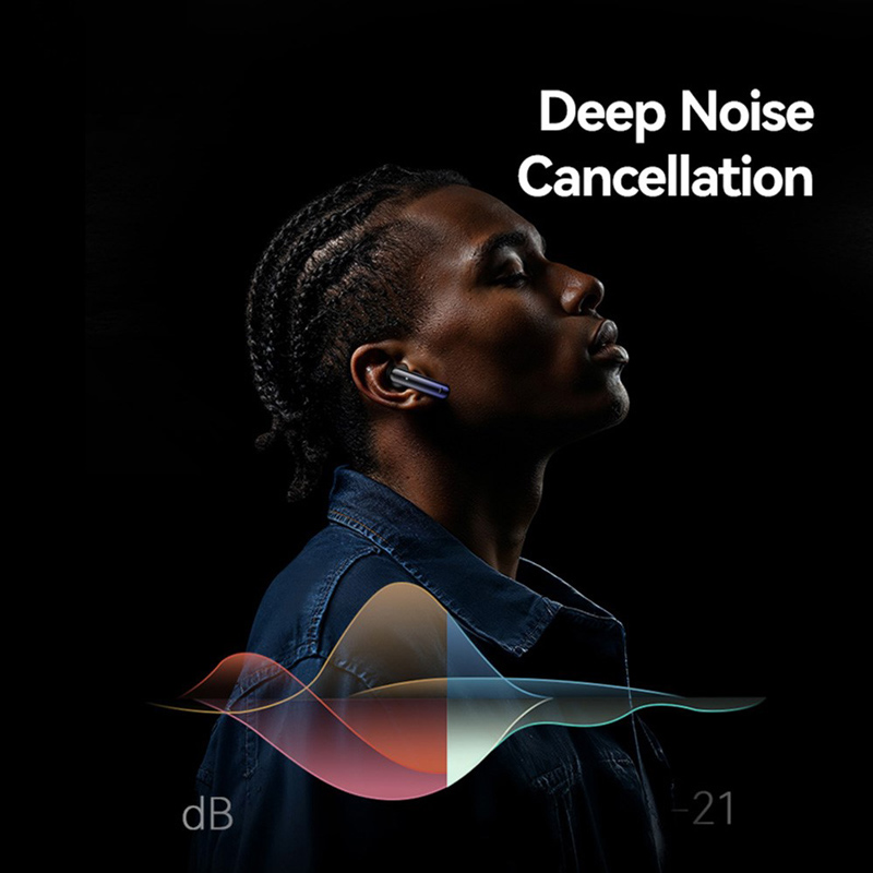 USAMS earphones με θήκη φόρτισης E02, TWS, ANC & ENC, Φ10mm, 35/300mAh, μαύρα - Image 3