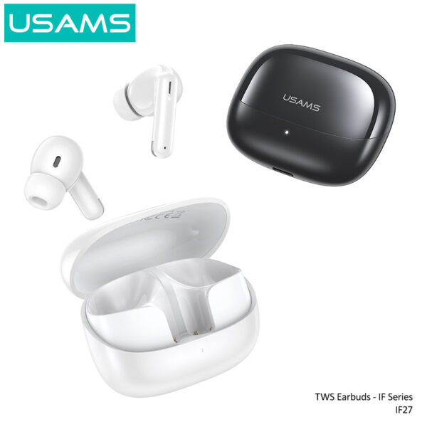 USAMS earphones με θήκη φόρτισης IF27, TWS, Φ13mm, 25/250mAh, μαύρα - Image 3