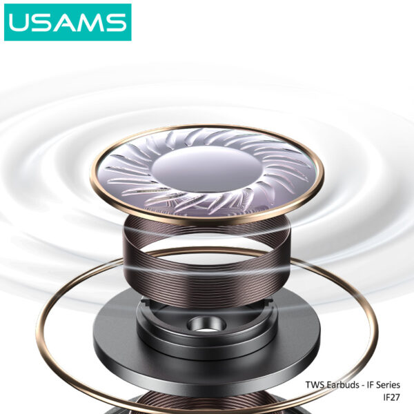 USAMS earphones με θήκη φόρτισης IF27, TWS, Φ13mm, 25/250mAh, μαύρα - Image 4