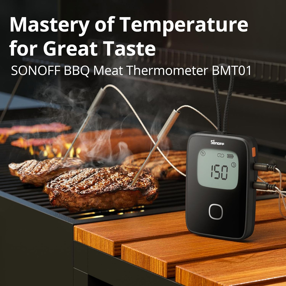 SONOFF smart θερμόμετρο barbeque BMT01 με 2x αισθητήρες, έως 300 °C, μαύρο - Image 2
