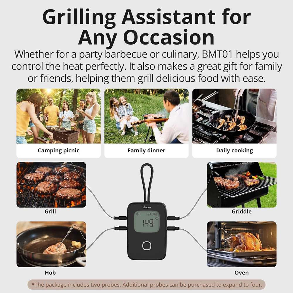 SONOFF smart θερμόμετρο barbeque BMT01 με 2x αισθητήρες, έως 300 °C, μαύρο - Image 6