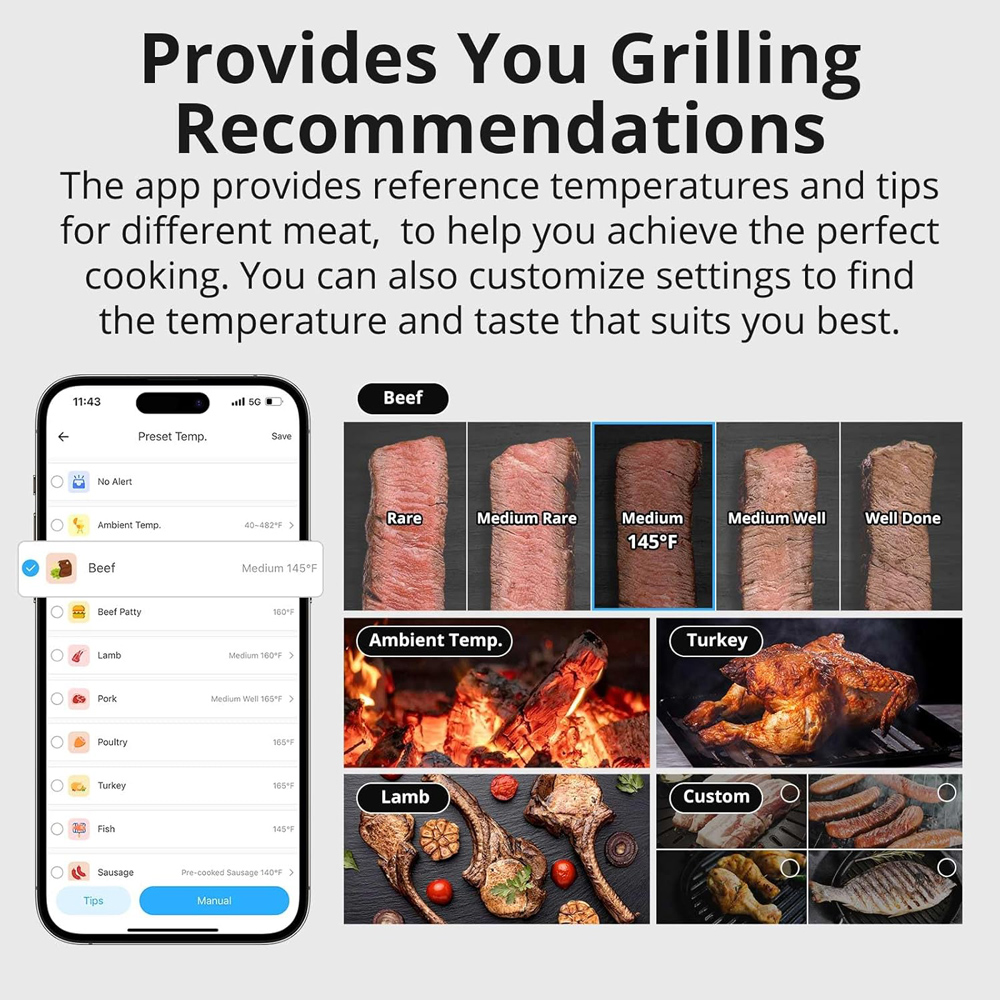 SONOFF smart θερμόμετρο barbeque BMT01 με 2x αισθητήρες, έως 300 °C, μαύρο - Image 8