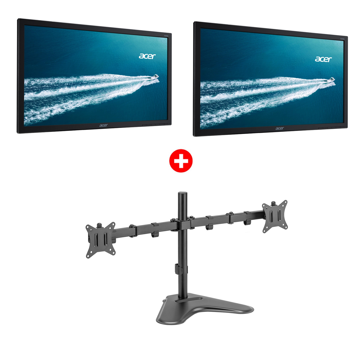 ACER 2x used οθόνες V226HQL με βάση, LED, 21.5" Full HD, VGA/DVI, Grade A