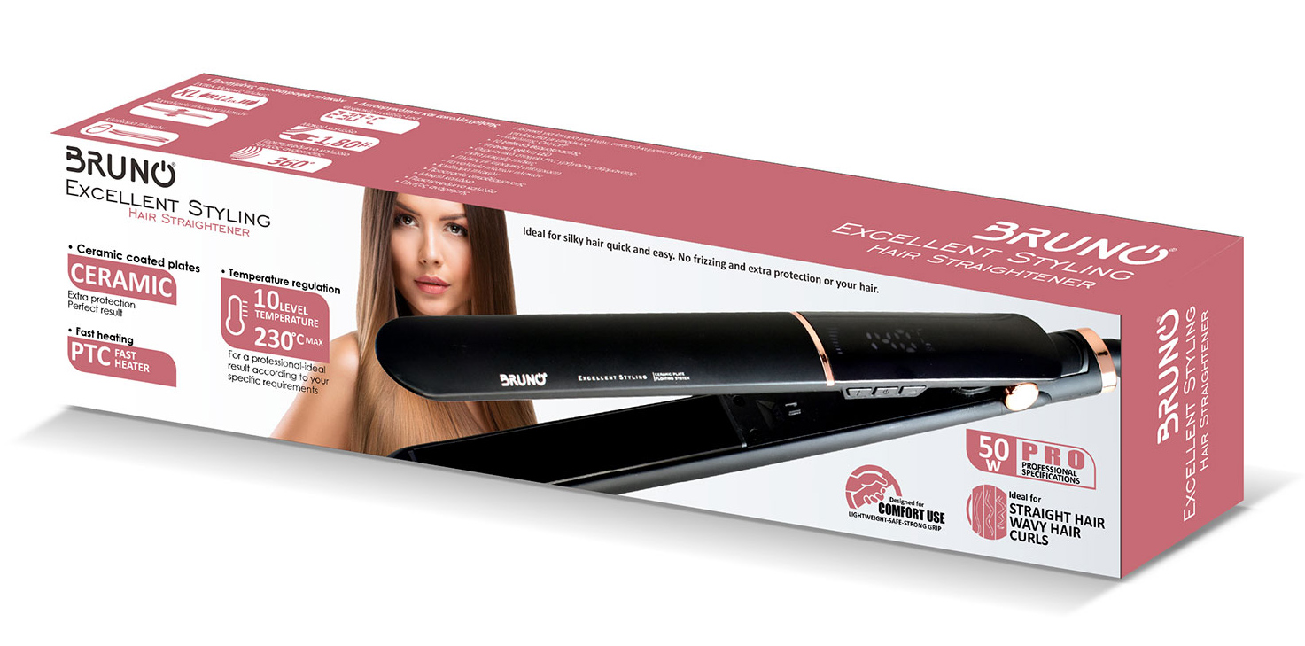 BRUNO BRN-0219 Ισιωτική πρέσα μαλλιών με κεραμικές πλάκες, 50W, ψηφιακή ένδειξη, black-copper - Image 6