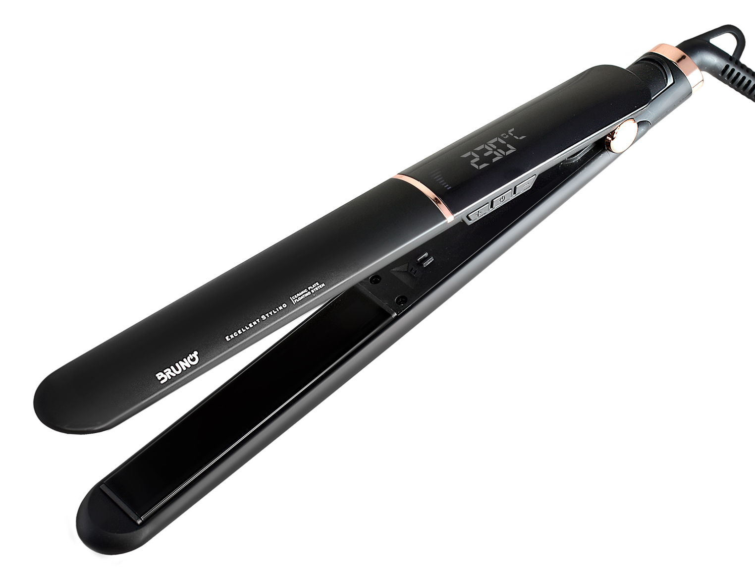 BRUNO BRN-0219 Ισιωτική πρέσα μαλλιών με κεραμικές πλάκες, 50W, ψηφιακή ένδειξη, black-copper