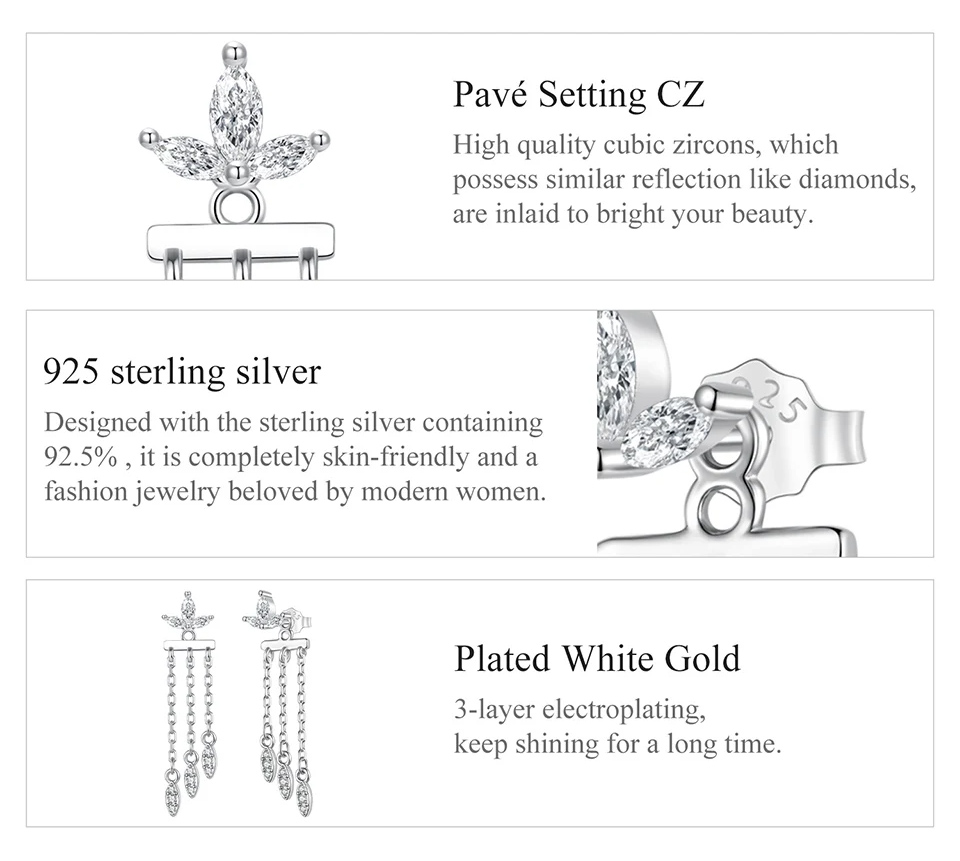 BAMOER σκουλαρίκια καρφωτά BSE1240 με κυβική ζιρκόνια, ασήμι 925, ασήμι - Image 4