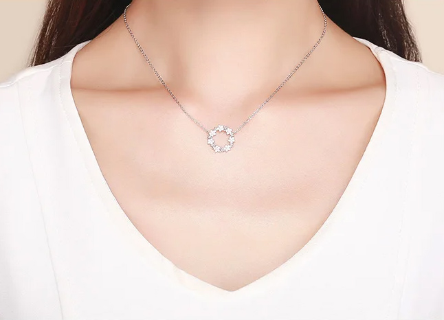 BAMOER κολιέ BSN028 με κυβική ζιρκόνια, ασήμι 925, ασημί - Image 2